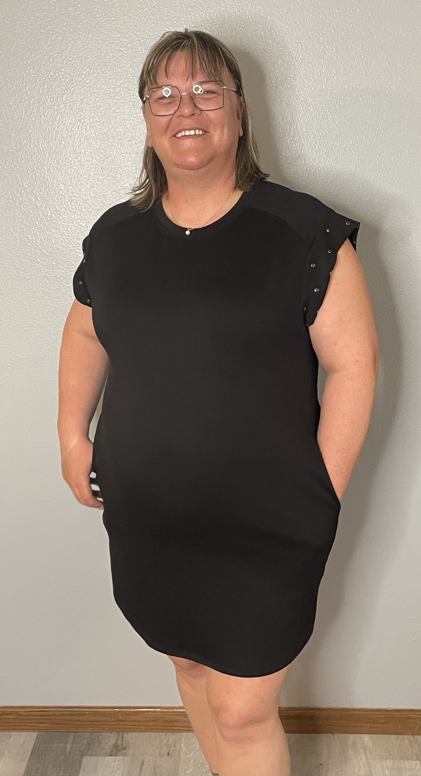 Black Studded T-Shirt Dress