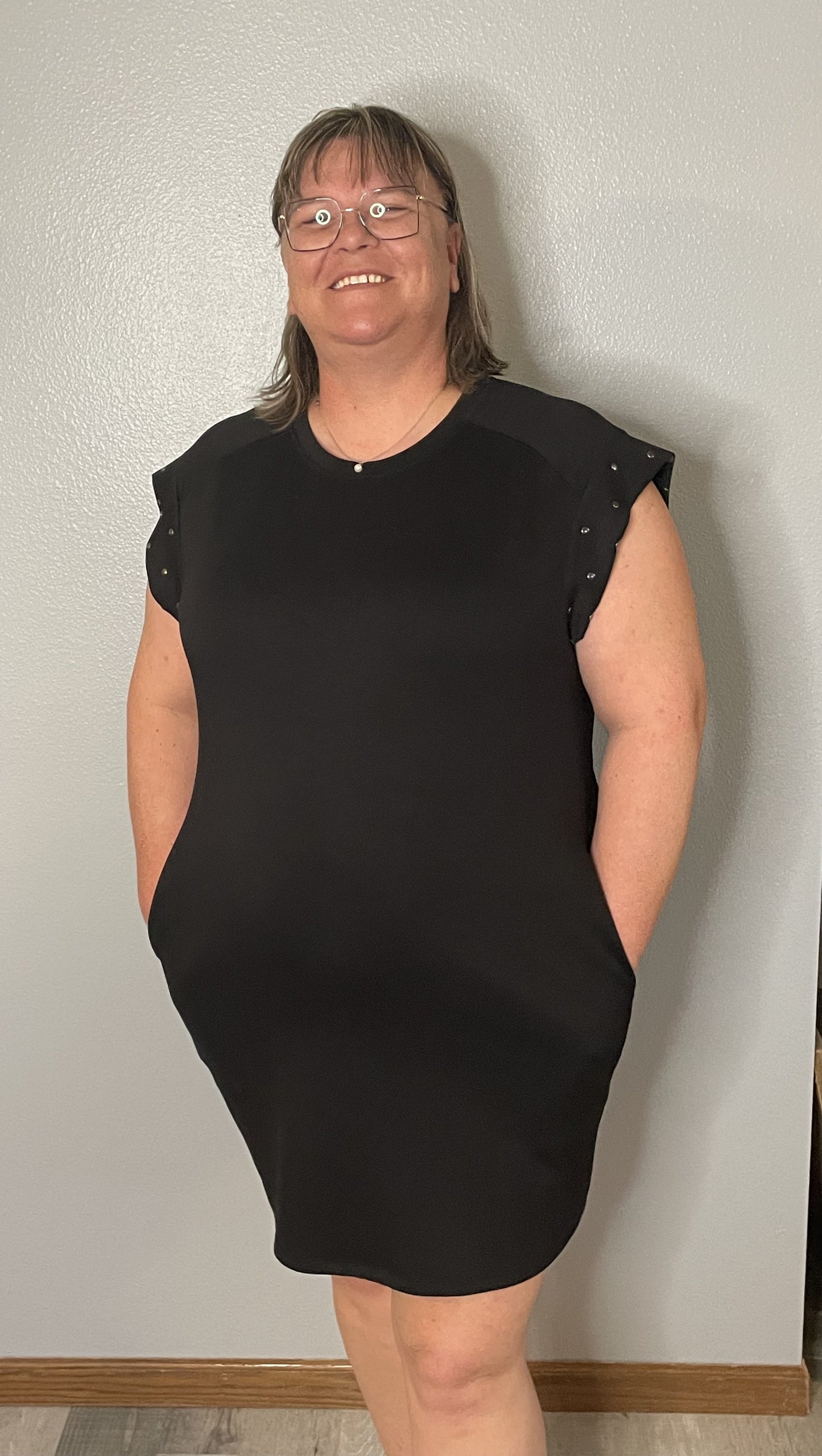 Black Studded T-Shirt Dress